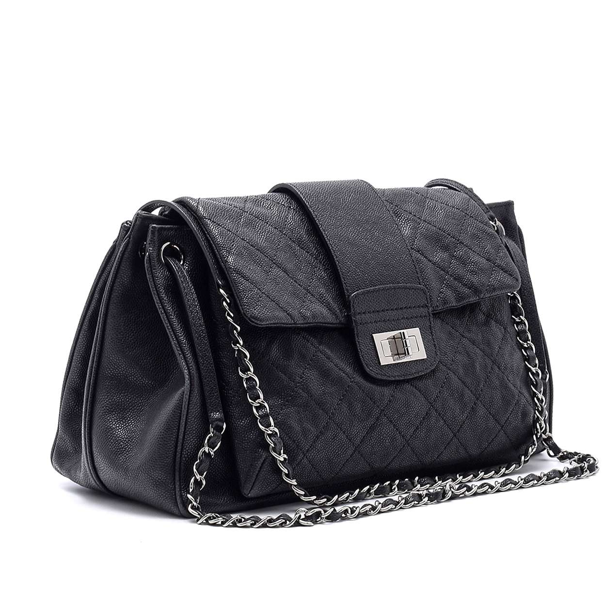 Chanel - Black Quilted Caviar Leather Reissue Shoulder  Bag